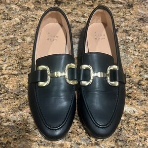 A New Day Black Flats with Gold Buckle